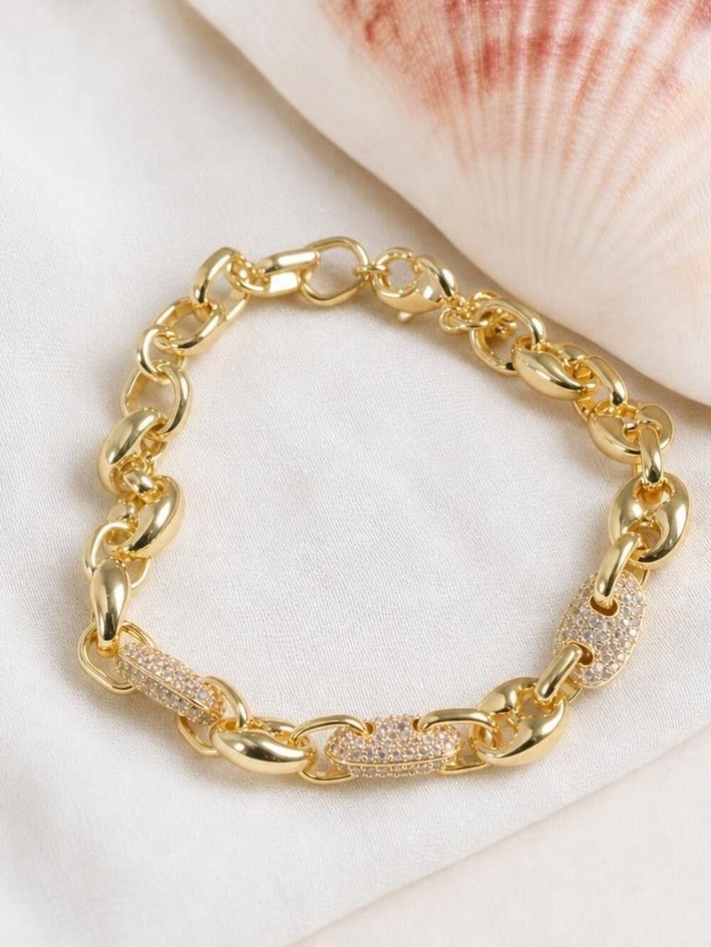Kendra Scott Bailey Gold White CZ Pave Chain Bracelet